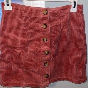 Dusty rose pink Corduroy button skirt.